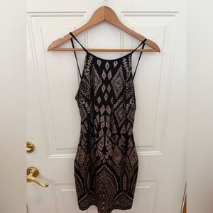Cocktail Dress Size 1/2 - Gold And Black Sexy Sophistication